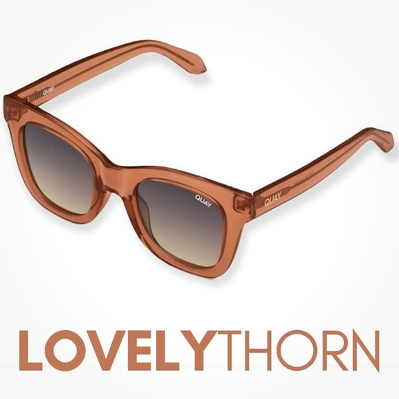 QUAY // ltd ed frosted toffee frame smokey gradient lens modern glam wayfarers - Picture 11 of 12